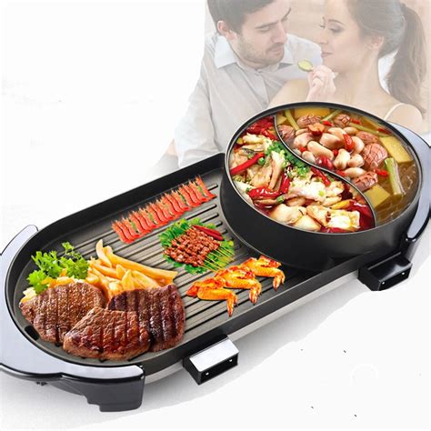 25 10 Multi Function Electric Grill Non Stick Electric Hot Pot Roasted Smokeless 6kg 220V In