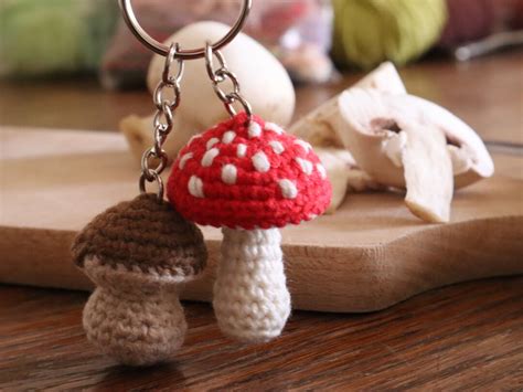 Mushrooms Toadstool And Boletus Crochet Amigurumi Keychain Etsy