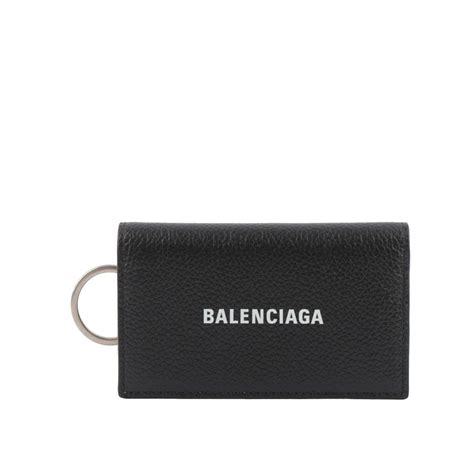 Balenciaga 巴黎世家 Logo 經典牛皮釦式6孔鑰匙包黑色 Pchome 24h購物