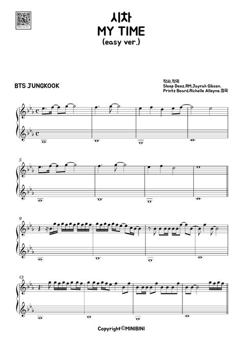 Bts 방탄소년단 시차 My Time Map Of The Soul 7 Easy Version Sheet By Minibini