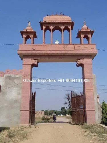 Simple Red Pink Sandstone Gate For Mandir For Temple Feet At Rs