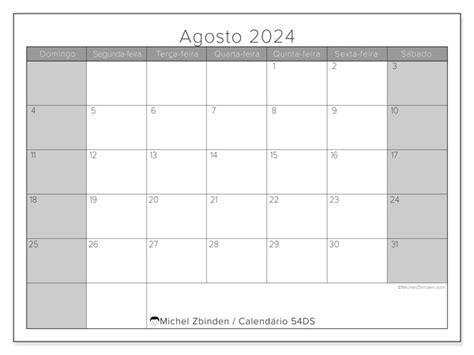 Calendário Agosto 2024 54 Michel Zbinden Pt