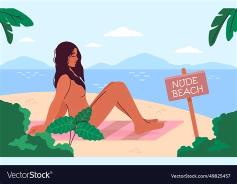 Nude Beach Concept Royalty Free Vector Image VectorStock