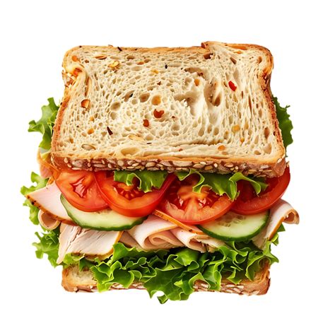 Fresh Turkey Sandwich with Lettuce, Tomato, and Cucumber - Realistic ...