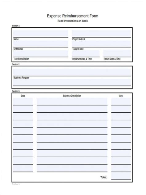 Sample Free Expense Reimbursement Forms In Pdf Ms Word Excel