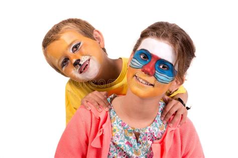 Kids with Animal Face-paint Stock Photo - Image of child, celebrate ...