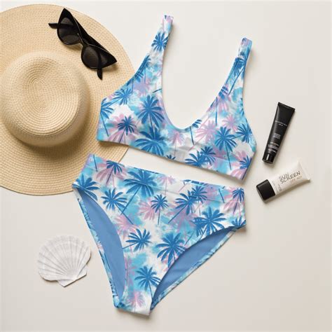 Matching Palm Print Couples Swimsuits Bikini Set Trunks Etsy