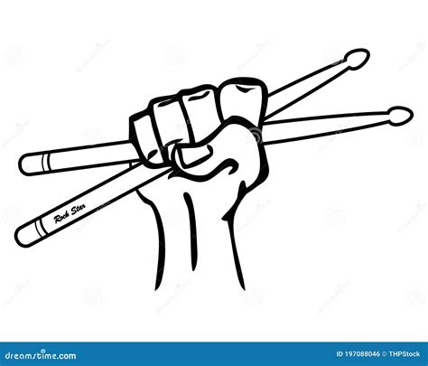 Drum Sticks In Hand Vector | CartoonDealer.com #197088062