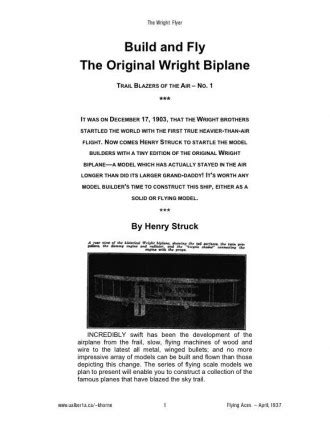 Wright Flyer Plans - AeroFred - Download Free Model Airplane Plans