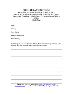 Fillable Online Registration Form Ute Stampede Rodeo Fax Email Print