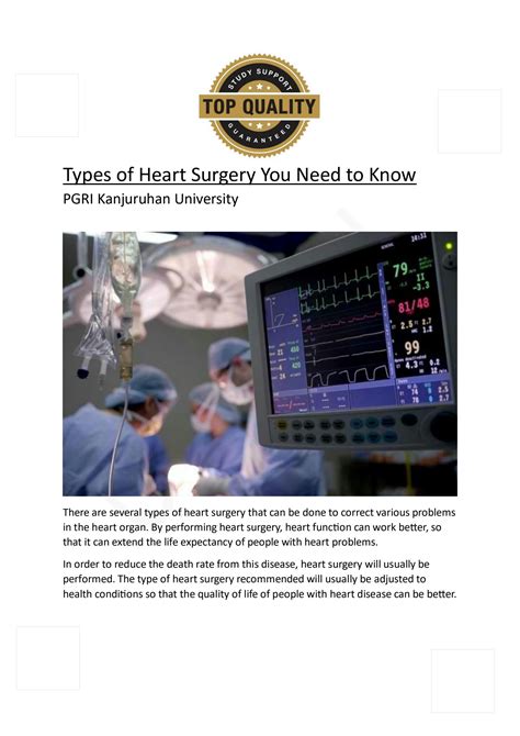 SOLUTION: Types of heart surgery you need to know - Studypool