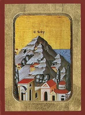 Mount Athos - Byzantine Icon - OramaWorld.Com