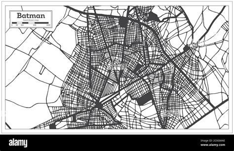 Batman Turkey City Map In Black And White Color In Retro Style Outline