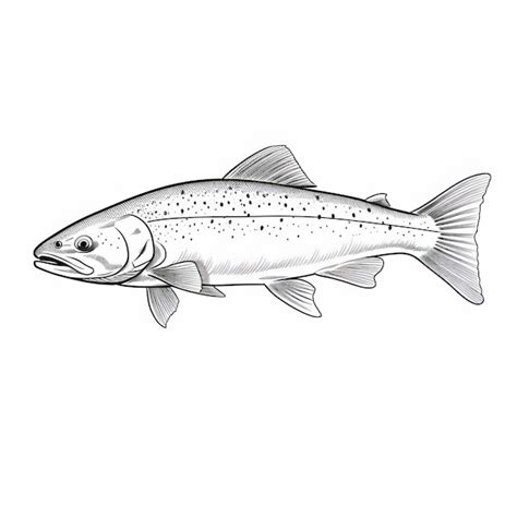 Premium Photo Black And White Salmon Drawing Simple Colorful