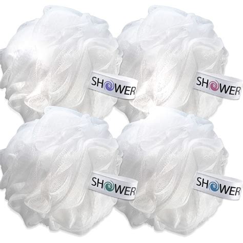 Loofah Soft White Cloud Bath Sponge Xl 75g Set By Shower Bouquet 4 Pack Extra Large Mesh Pouf