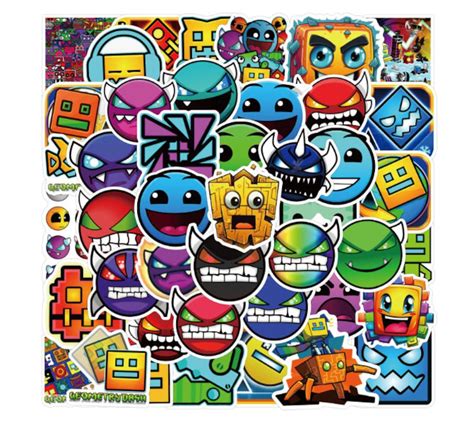 Cartoon Geometry Dash Stickers Aesthetic Decals Decorative Scrapbook ...