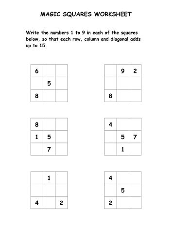 Magic Squares Puzzle Worksheet By Ryansmailes Teaching Resources Tes