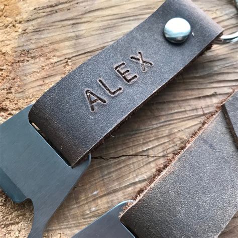 Personalized Leather Bottle Opener Custom Keychain Dark | Etsy