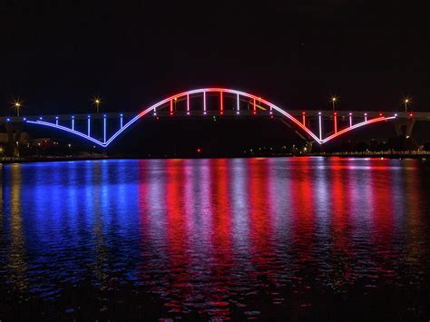 Hoan Bridge Red White And Blue Photograph By Glenn Michael Sarlitto