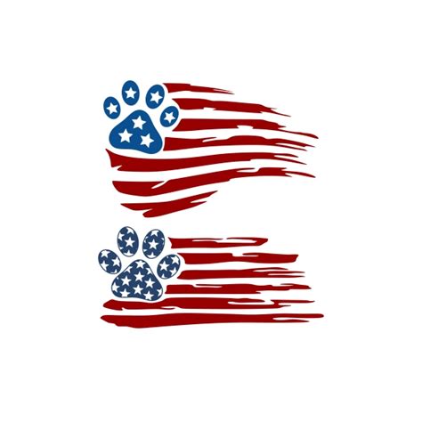 Patriotic Usa Flag Paw Cuttable Design Paw Print Crafts Dog Paw