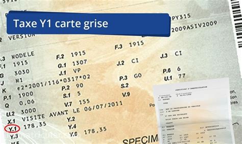 Taxe Y1 sur la carte grise à quoi correspond elle