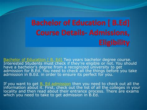 Ppt Bachelor Of Education [b Ed] Course Details Admissions