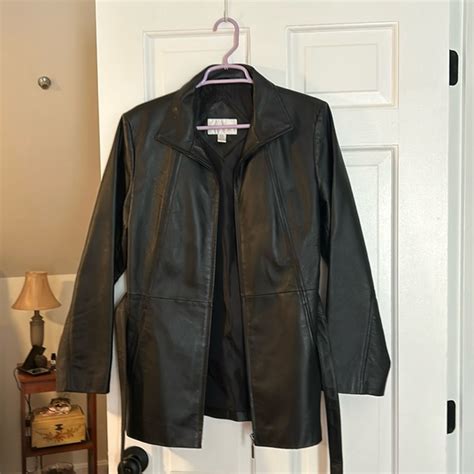 Worthington Jackets And Coats Worthington Black Leather Belted Jacket Poshmark