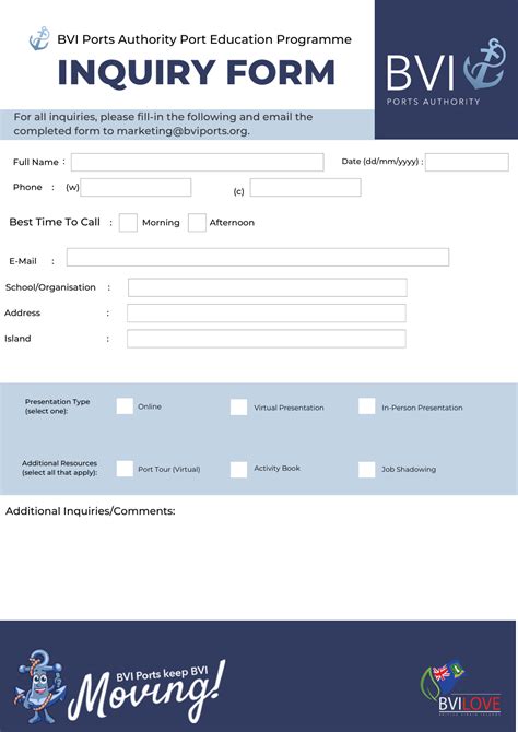 British Virgin Islands Inquiry Form Bvi Ports Authority Port