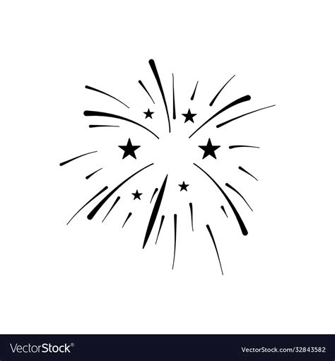 Stars and fireworks burst silhouette style Vector Image