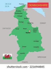 Vector Illustration Denbighshire Map Wales Stock Vector (Royalty Free ...