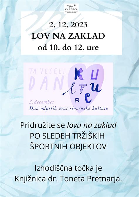 LOV NA ZAKLAD Knjižnica dr Toneta Pretnarja