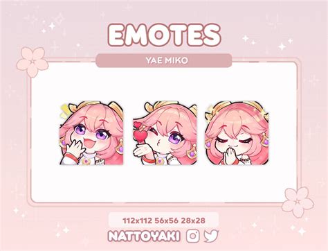 Genshin Impact Yae Miko Emotes Set Discord Twitch Etsy