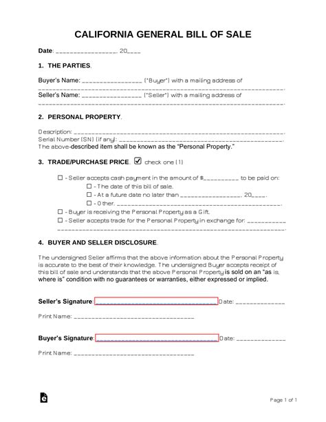 Free California Bill Of Sale Forms PDF EForms