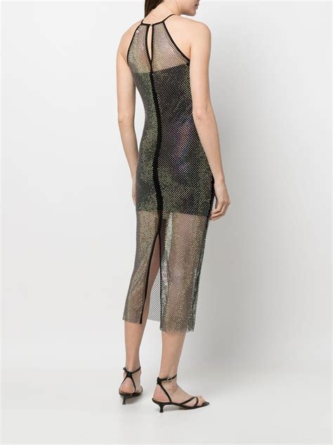 Patrizia Pepe Sleeveless Rhinestone Embellished Mesh Dress Farfetch