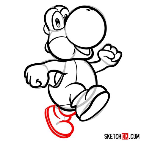 How To Draw Yoshi From Super Mario Games Sketchok Easy Drawing Guides