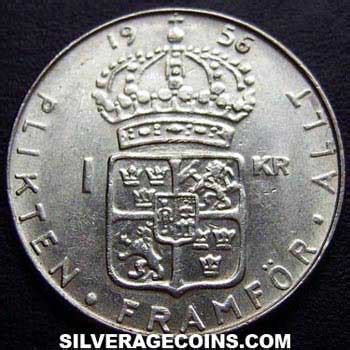 Ts Gustav Vi Swedish Billon Krona Silver Age Coins