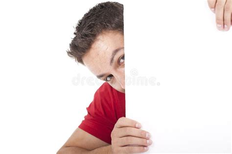 Man Hiding Behind A Wall Stock Image Image Of Mature 20185293