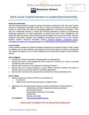 Fillable Online Laurie Cowled Women In Leadership Scholarship