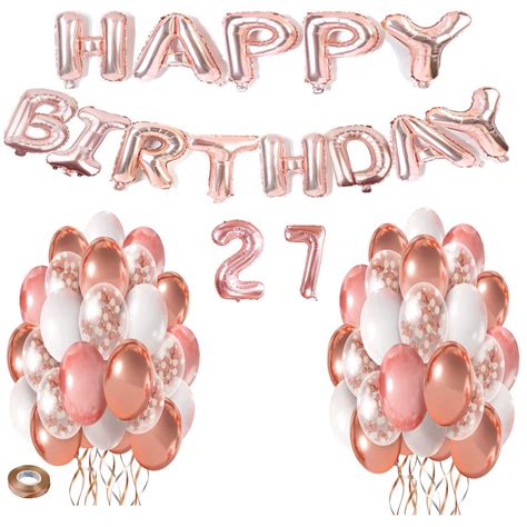 Rose Pink Happy Birthday Balloon Set 27 Years | Shop Today. Get it ...