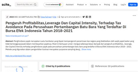 Pengaruh Profitabilitasleverage Dan Capital Intensity Terhadap Tax Avoidance Pada Perusahaan