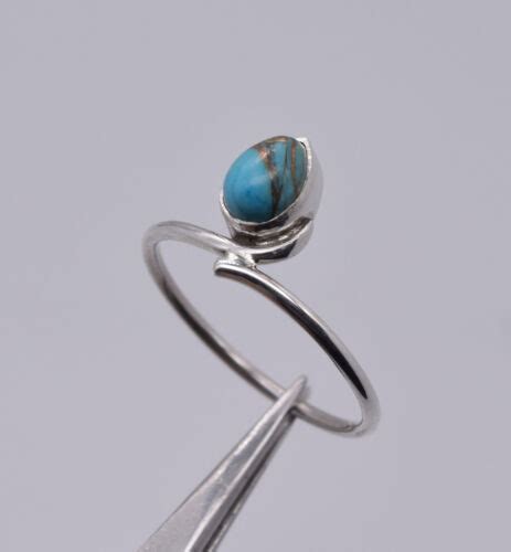 Solid Sterling Silver Blue Copper Turquoise Ring Us Z Ebay