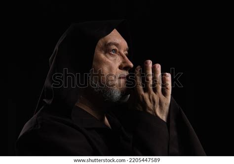 Side View Medieval Monk Praying Hands Stock Photo 2205447589 | Shutterstock