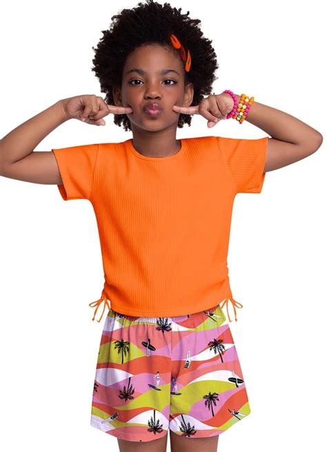 Conjunto Infantil Feminino Laranja Kyly