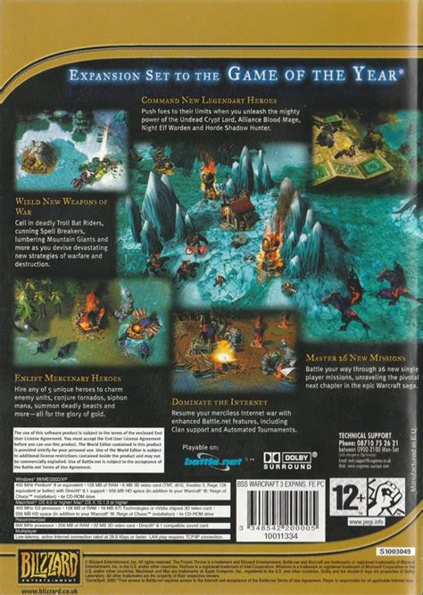 Warcraft Iii The Frozen Throne 2003 Box Cover Art Mobygames