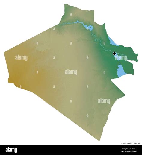 Shape of Al-Anbar, province of Iraq, with its capital isolated on white ...