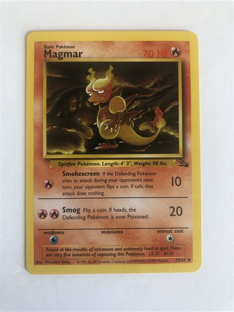 Magmar Fossil Set Uncommon Pokemon Card Unlimited