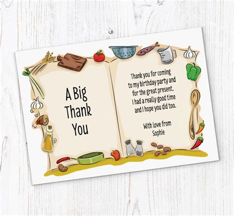 Recipe Book Thank You Cards Personalise Online Plus Free Envelopes