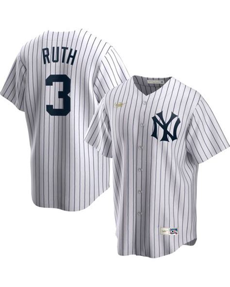 Nike New York Yankees Babe Ruth 3 White Cool Base Jersey In Blue For