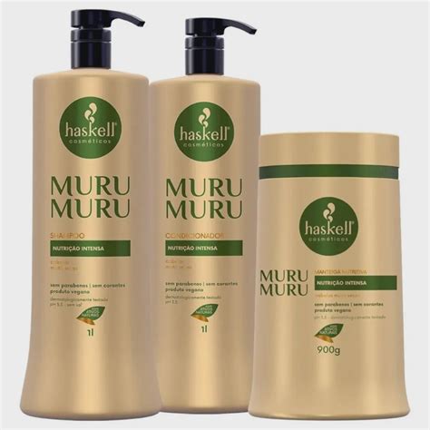 Kit Haskell Murumuru Shampoo Litro Condicionador Litro Mascara