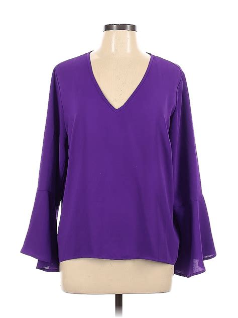 Inc International Concepts 100 Polyester Solid Purple Long Sleeve